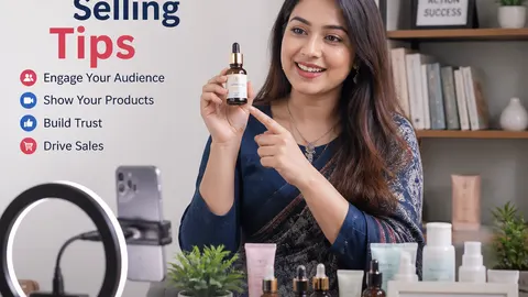 বাংলাদেশী নারী উদ্যোক্তা ফেসবুক লাইভে পণ্য বিক্রি করছেন স্মার্টফোন দিয়ে