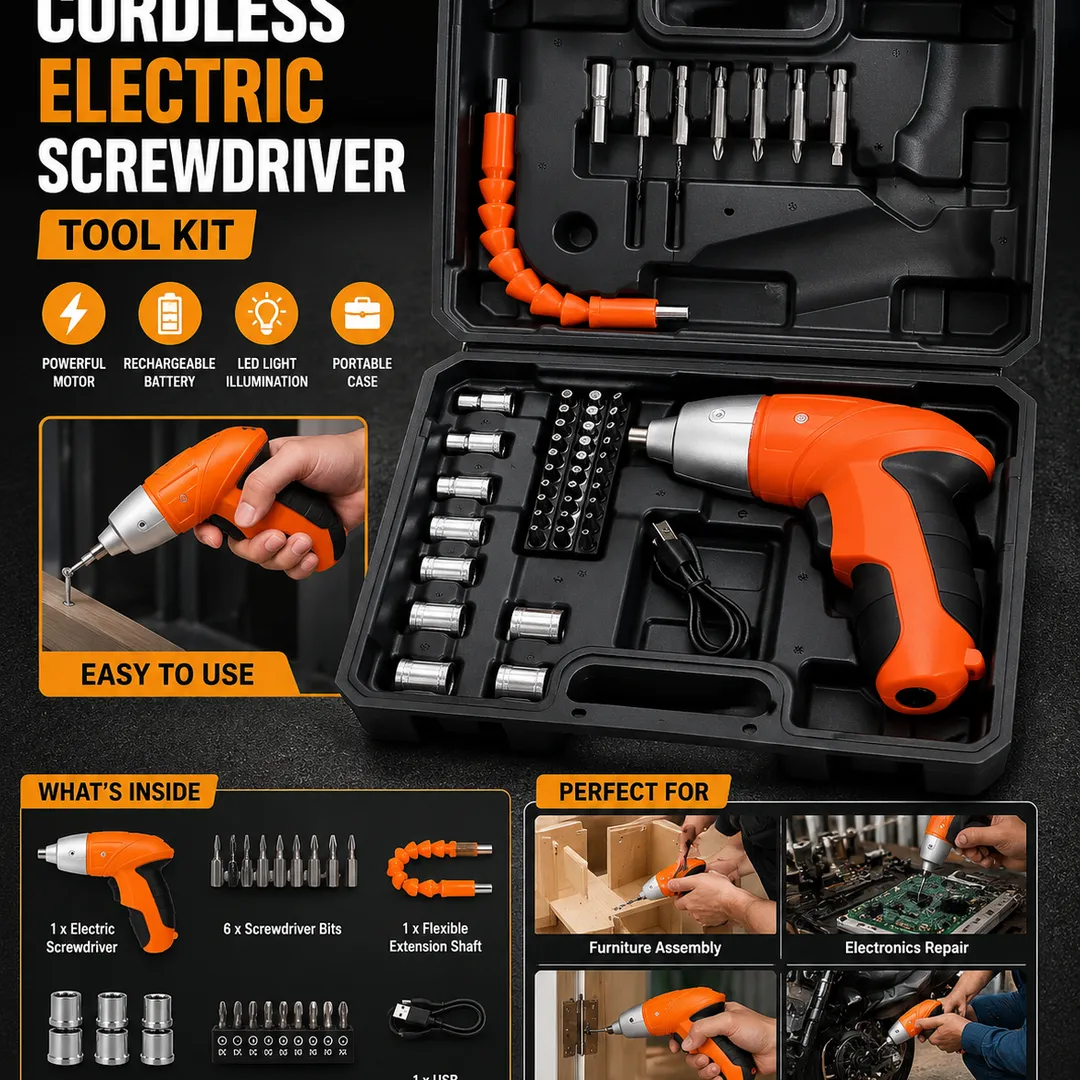 Cordless Electric Screwdriver Tool Kit